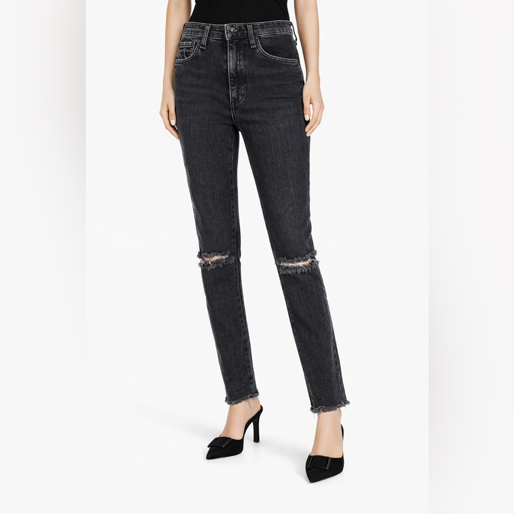 Rag & Bone Ripped Knee High Rise Skinny‎ Jeans Distressed Black Wash Size 24